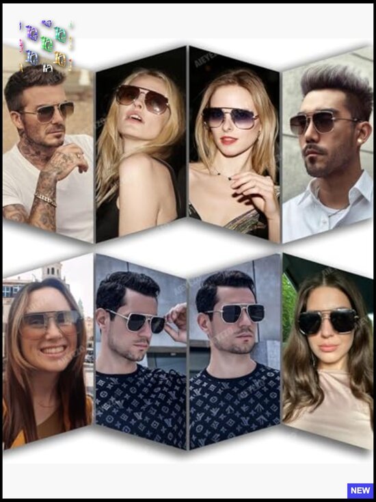 Oversized Square Aviator Sunglasses Classic Pilot Vintage UV400 Shield Metal main image 4